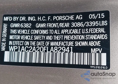 2015 Porsche Cayenne Turbo from USA, damaged, VIN WP1AC2A20FLA82941